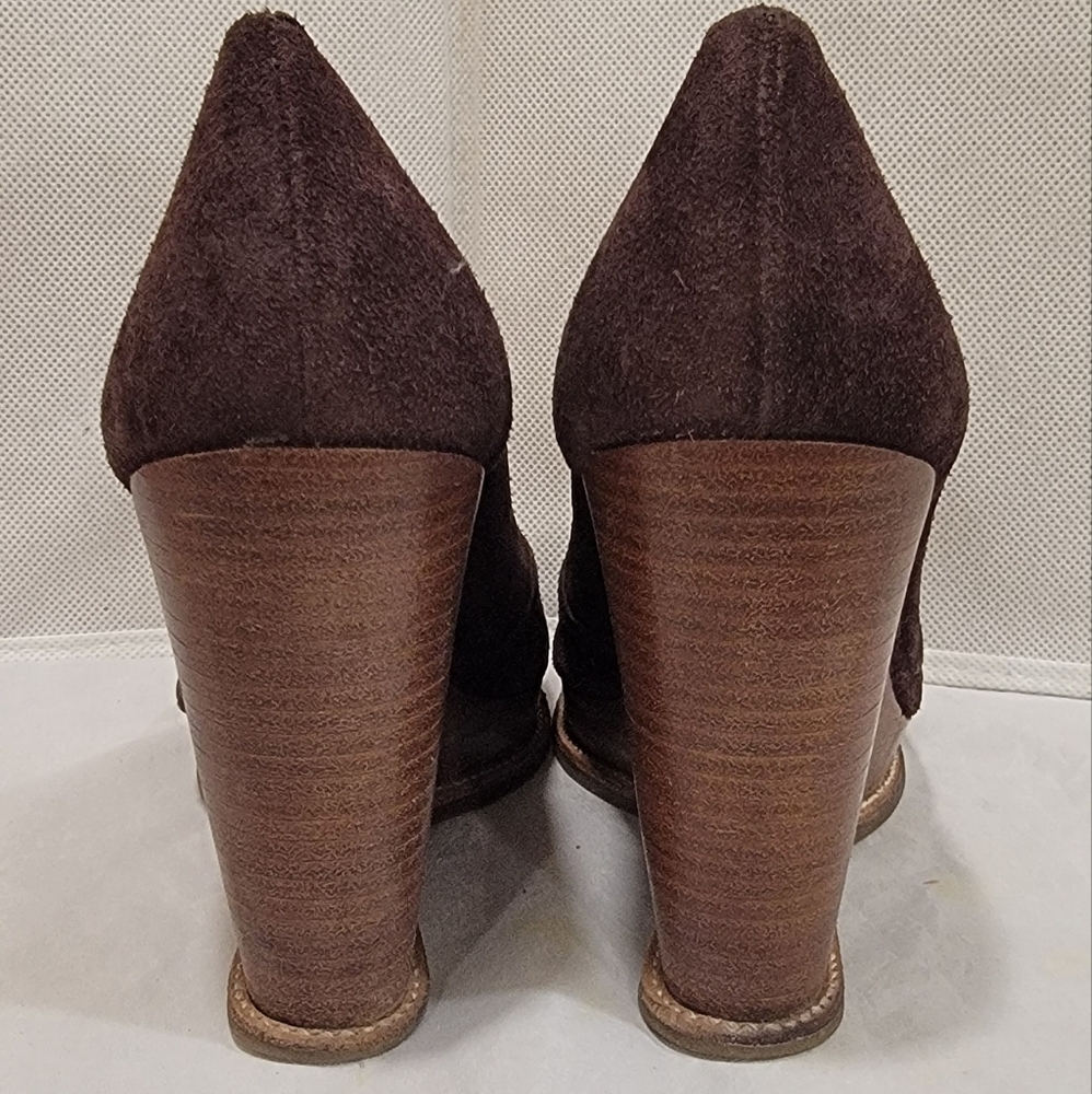 KORS - MICHAEL KORS BROWN SUEDE LEATHER 4" WEDGE HEEL SHOES (sz 7.5) - Picture 4 of 7